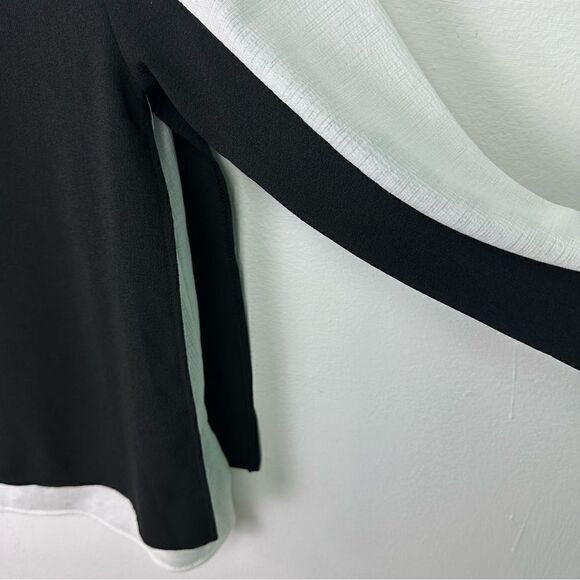ZARA Black & White Colour Block Layered Blouse Medium - Picture 6 of 9